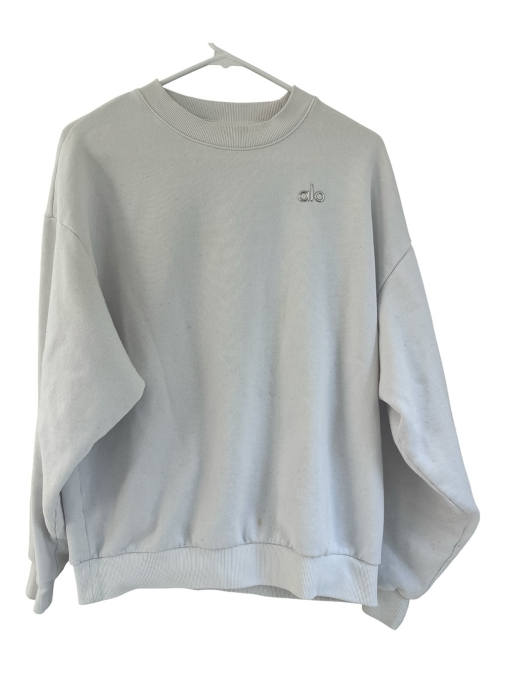 ALO Yoga White Crew Neck Sweatshirt FLAWED M/L